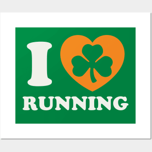 St Patricks Day Running Irish Runner Shamrock Heart Posters and Art